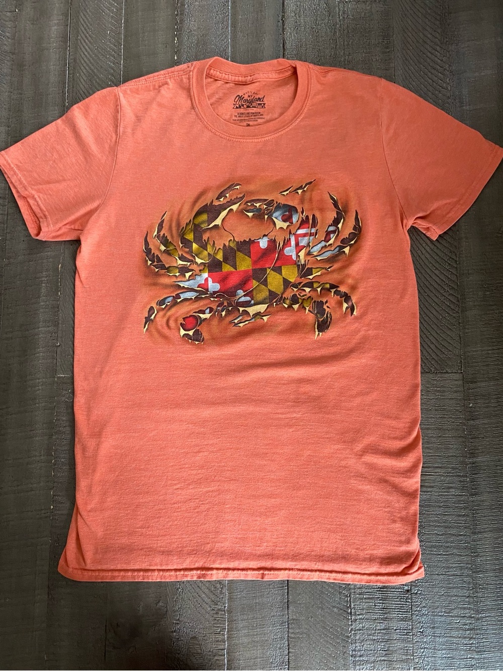 My Maryland MD Flag Crab Graphic Print Short Sleeve T-Shirt Men’s Size Small